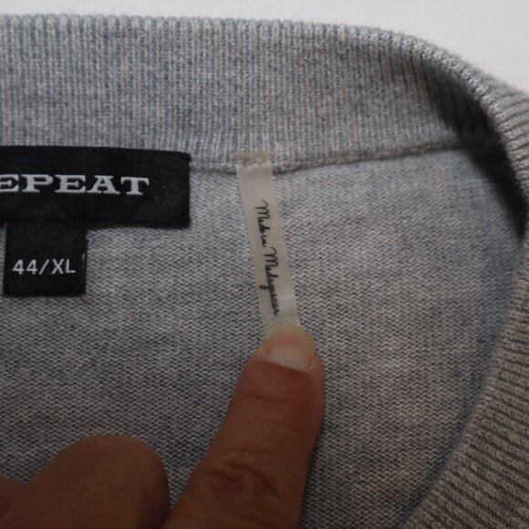 Repeat Womens Lightweight Sweater Gray Striped Sleeve Size 44/XL Sporty Casual - Picture 5 of 9